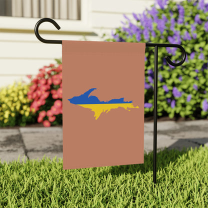 Michigan Upper Peninsula Home & Garden Flag (w/ UP Ukraine Flag) | Copper Color