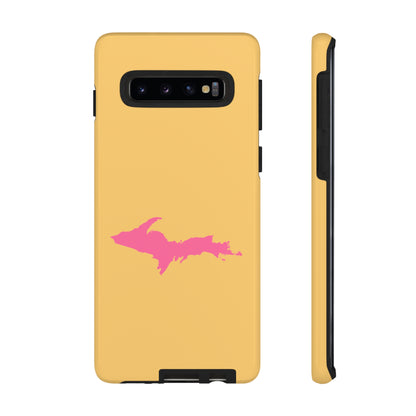 Michigan Upper Peninsula Tough Phone Case (Citrine w/ Pink UP Outline) | Samsung & Pixel Android