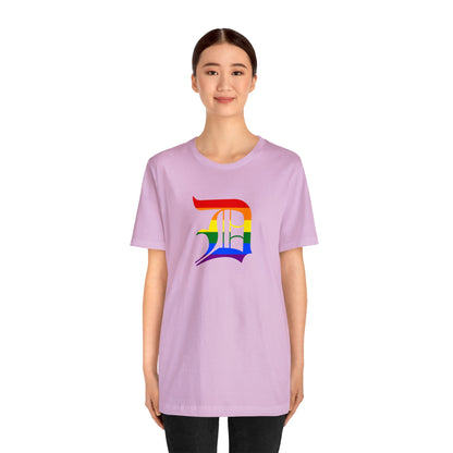 Detroit 'Old English D' T-Shirt (Rainbow Pride Edition) | Unisex Standard