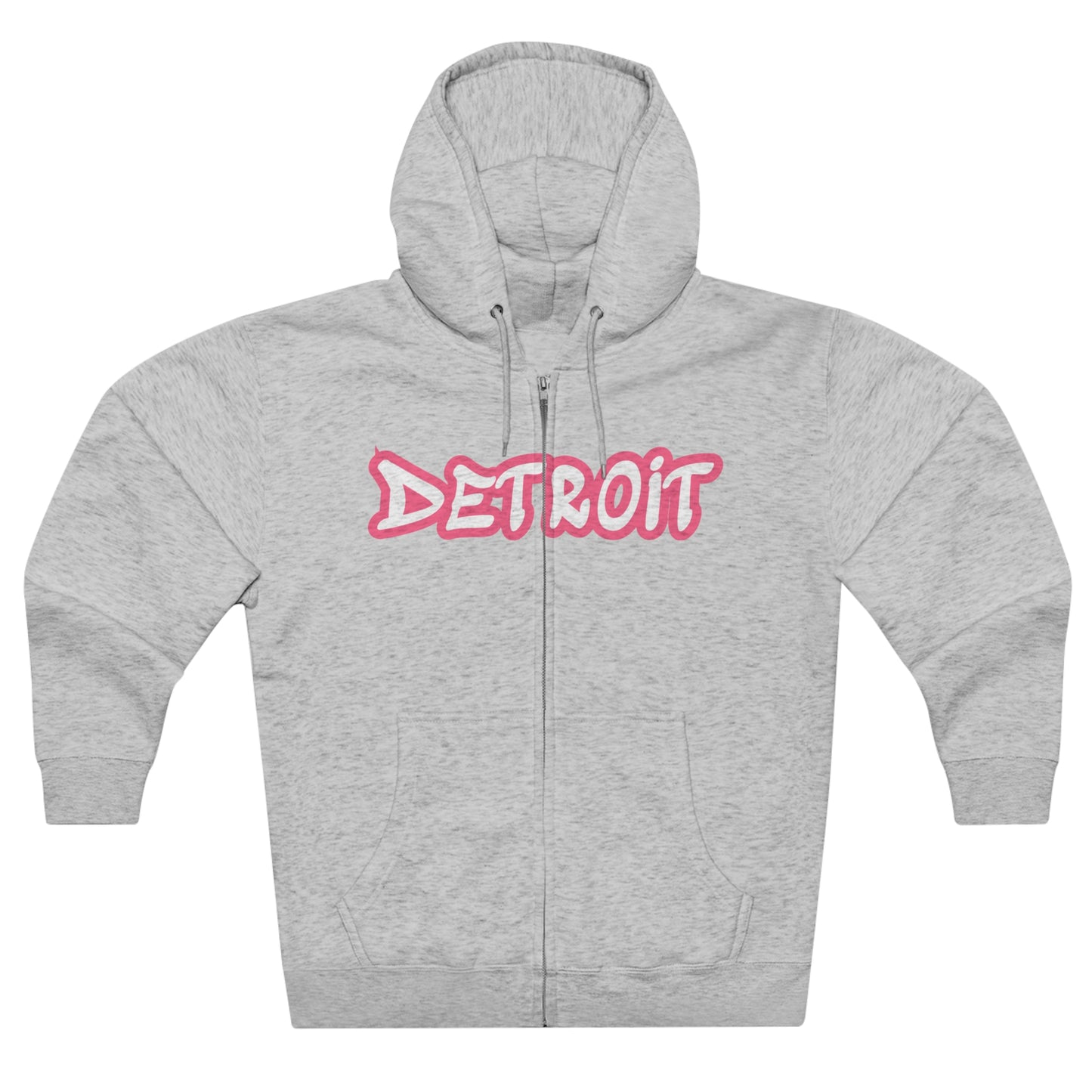 'Detroit' Hoodie (Rhodochrosite Pink Tag Font) | Unisex Full Zip