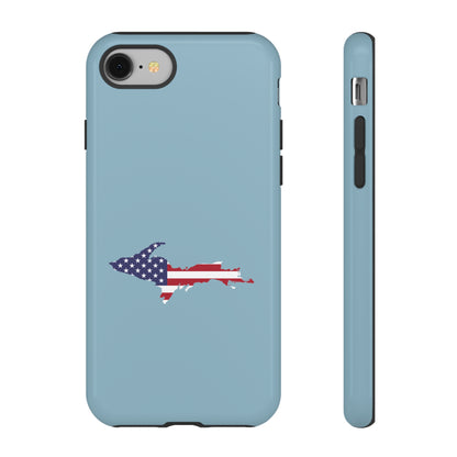 Michigan Upper Peninsula Tough Phone Case (Opal Blue w/ UP USA Flag Outline) | Apple iPhone