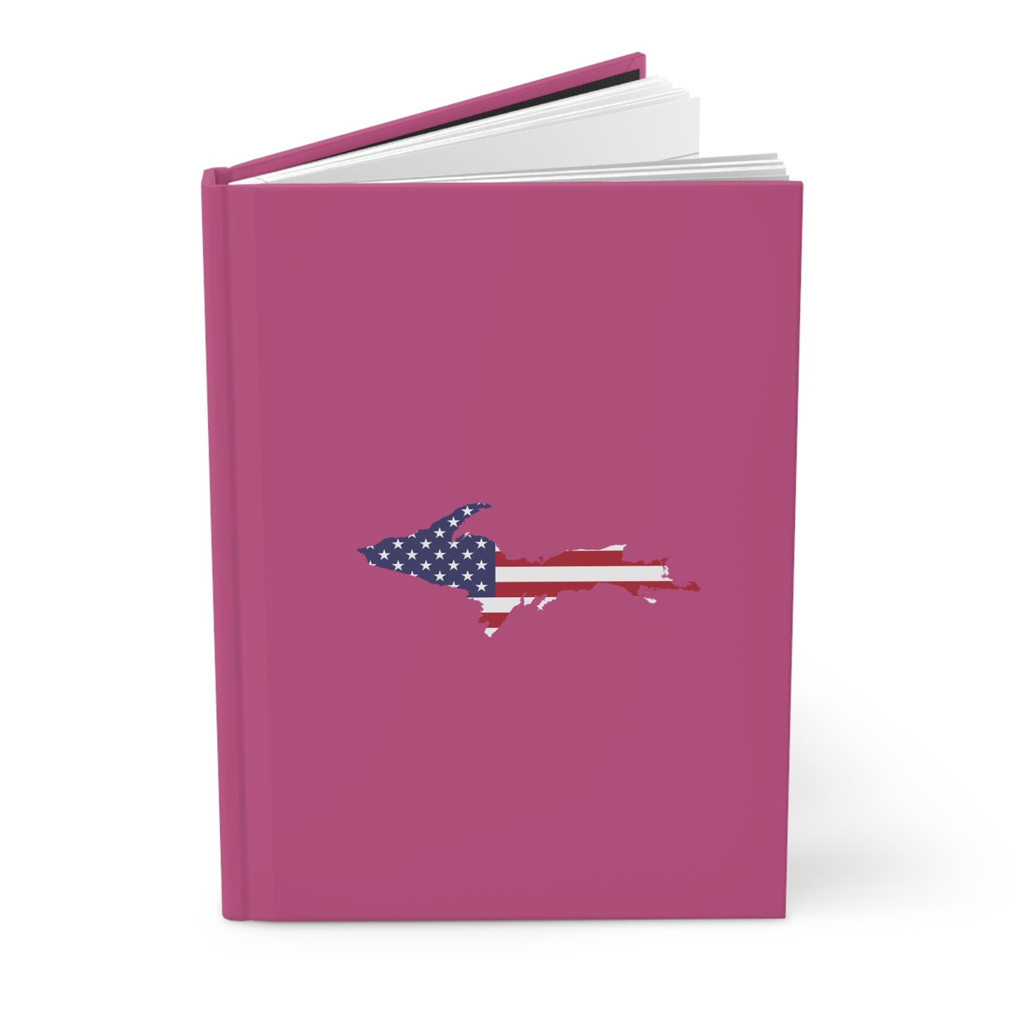 Michigan Upper Peninsula Hardcover Journal (w/ UP USA Flag) | Ruled - Apple Blossom Pink