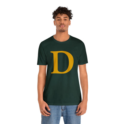 Detroit 'Old French D' T-Shirt (Gold Full Body Outline) | Unisex Standard Fit