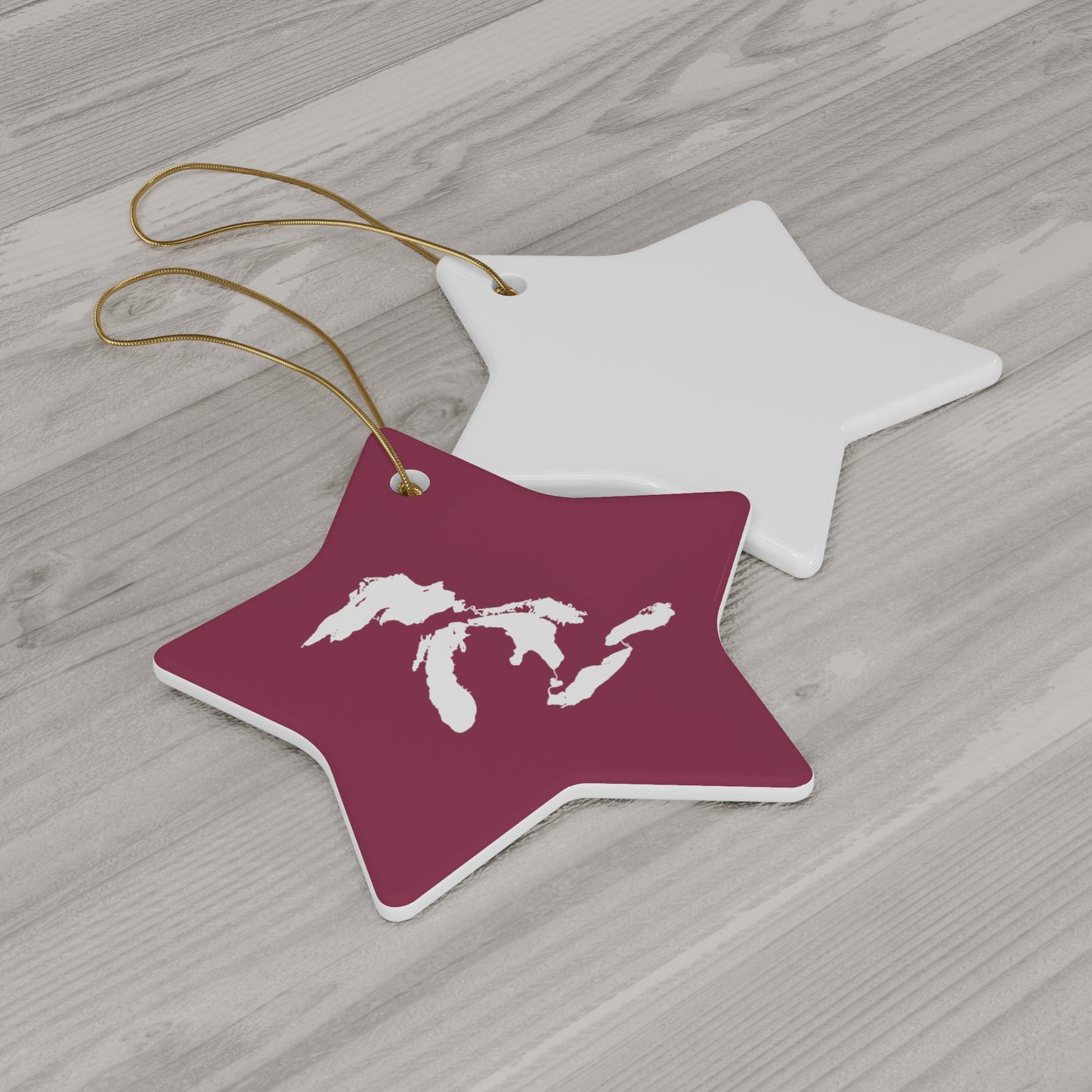 Great Lakes Christmas Ornament (Ruby Red) | Ceramic - 4 Shapes