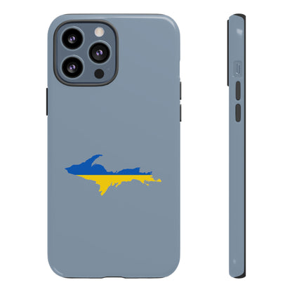 Michigan Upper Peninsula Tough Phone Case (B-24 Liberator Grey w/ UP Ukraine Flag Outline) | Apple iPhone