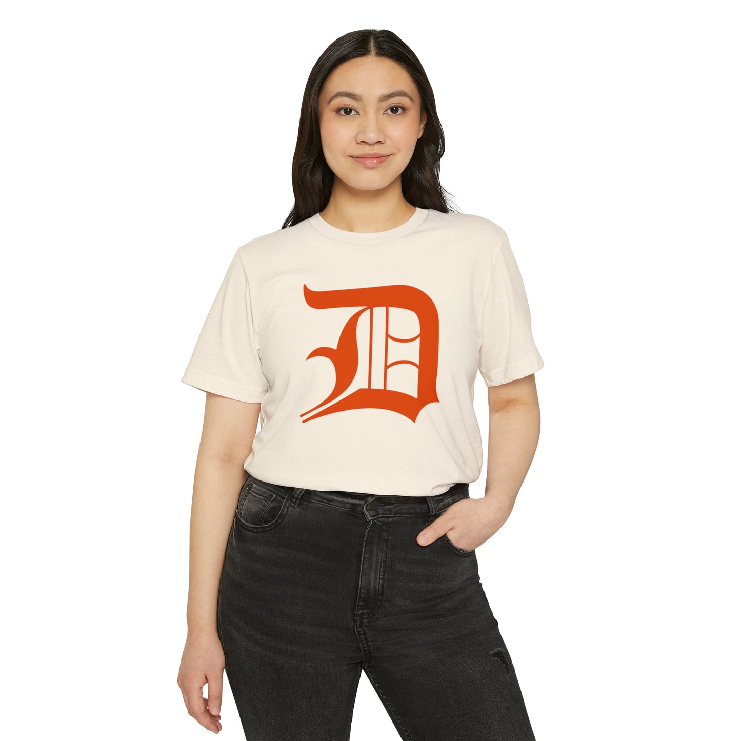 Detroit 'Old English D' T-Shirt (Maple Leaf Orange) | Unisex Recycled Organic