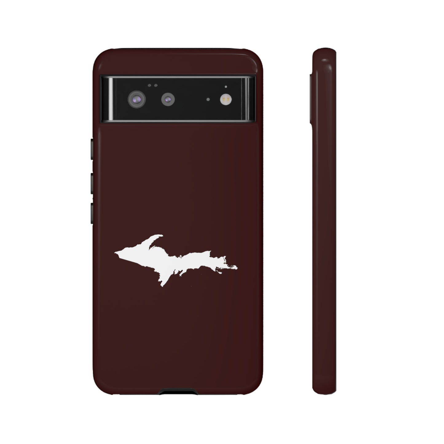 Michigan Upper Peninsula Tough Phone Case (Cherrywood Color w/ UP Outline) | Samsung & Pixel Android