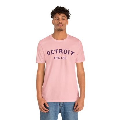 'Detroit EST. 1701' T-Shirt (Plum Ballpark Font) | Unisex Standard