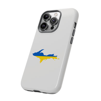 Michigan Upper Peninsula Tough Phone Case (Birch Bark White w/ UP Ukraine Flag Outline) | Apple iPhone