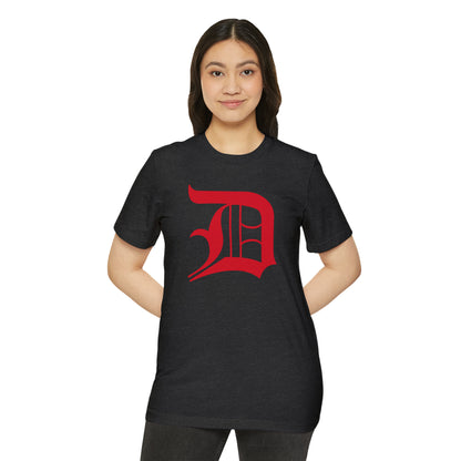 Detroit 'Old English D' T-Shirt (Aliform Red) | Unisex Recycled Organic