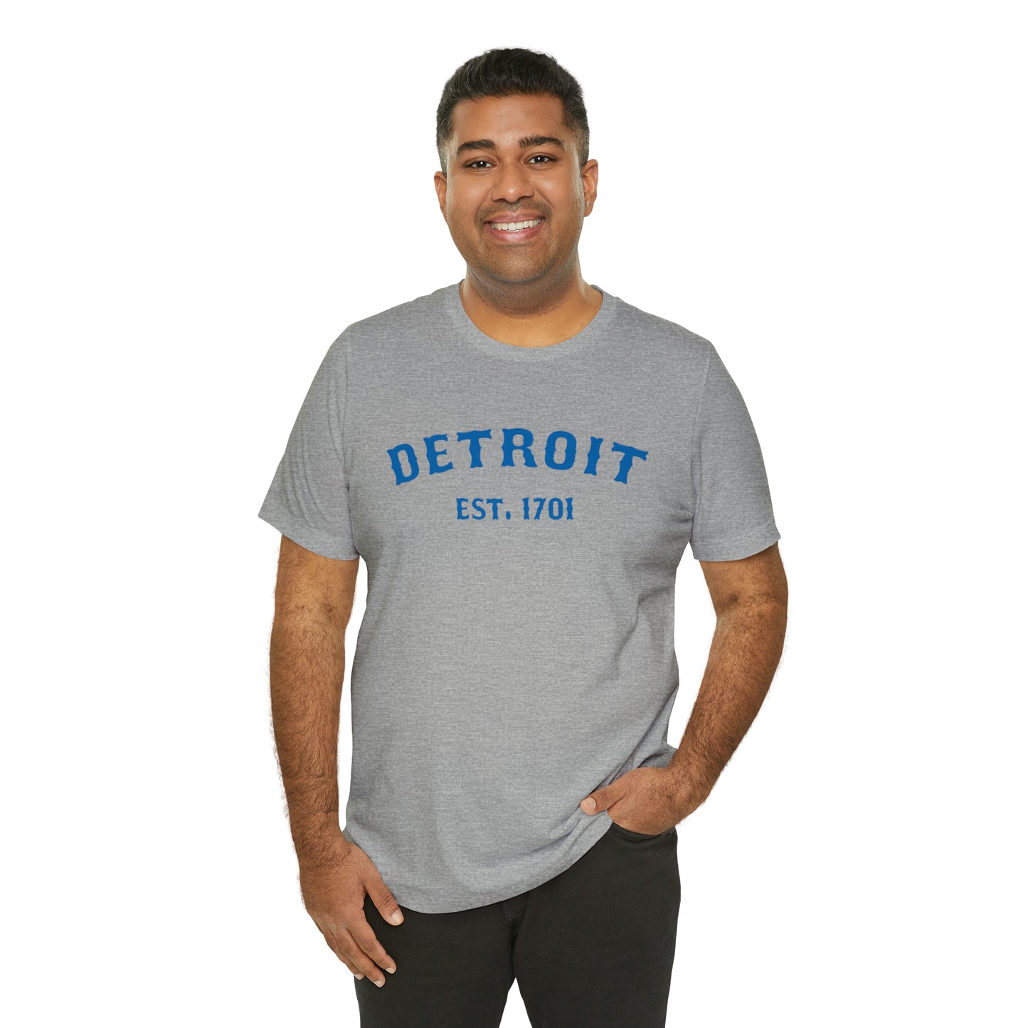 'Detroit EST. 1701' T-Shirt (Azure Ballpark Font) | Unisex Standard