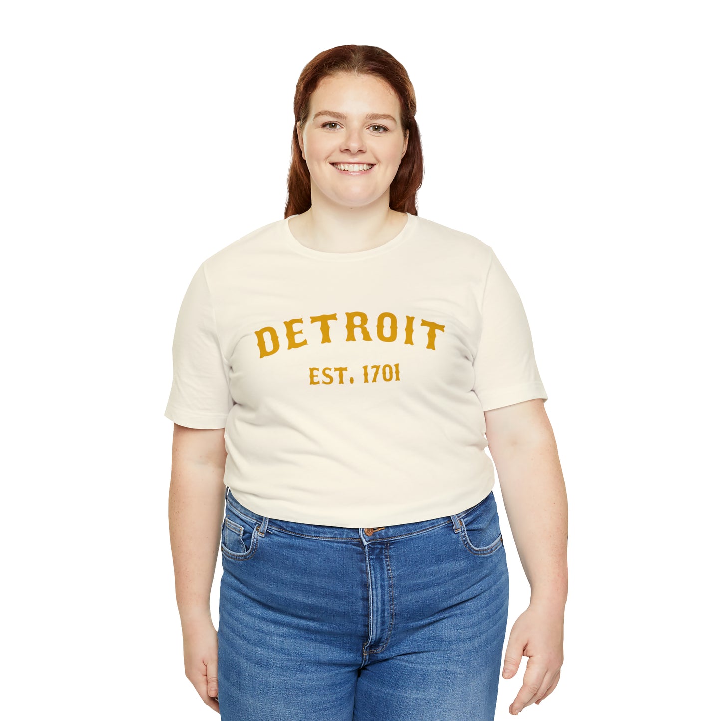 'Detroit EST. 1701' T-Shirt (Gold Ballpark Font) | Unisex Standard