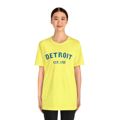 'Detroit EST. 1701' T-Shirt (Azure Ballpark Font) | Unisex Standard