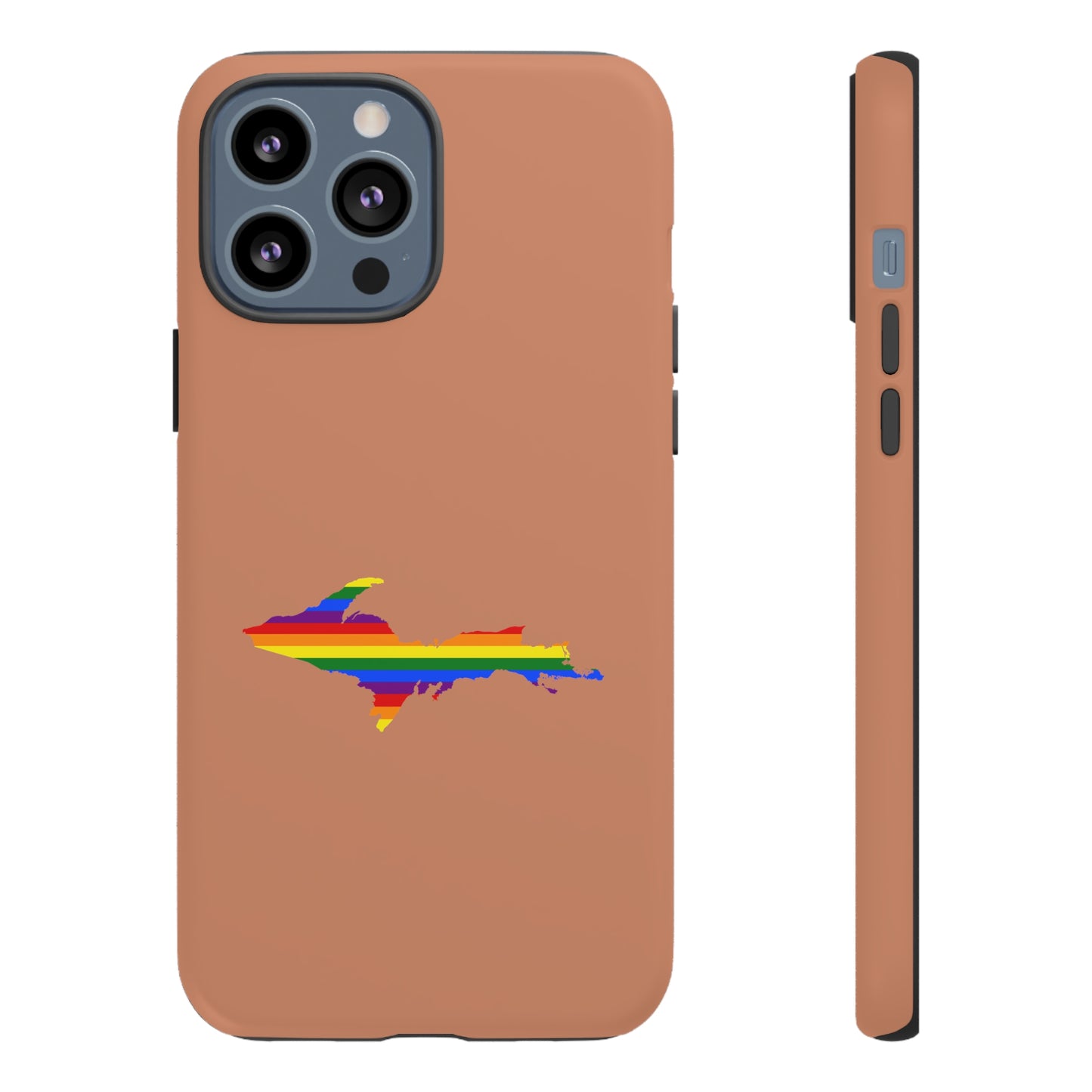 Michigan Upper Peninsula Tough Phone Case (Copper Color w/ UP Pride Flag Outline) | Apple iPhone