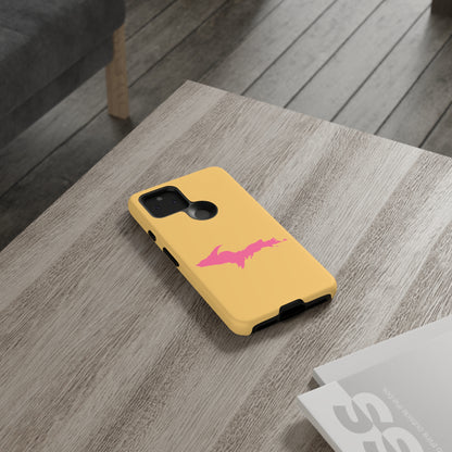 Michigan Upper Peninsula Tough Phone Case (Citrine w/ Pink UP Outline) | Samsung & Pixel Android