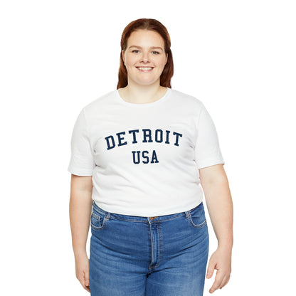 'Detroit USA' T-Shirt (Collegiate Font) | Unisex Standard