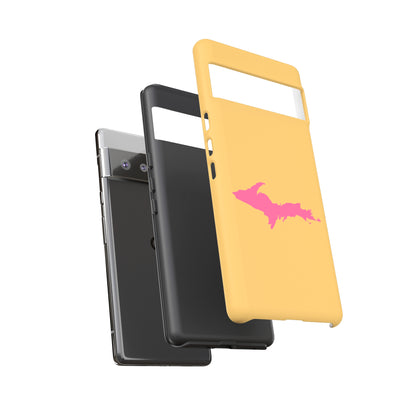 Michigan Upper Peninsula Tough Phone Case (Citrine w/ Pink UP Outline) | Samsung & Pixel Android