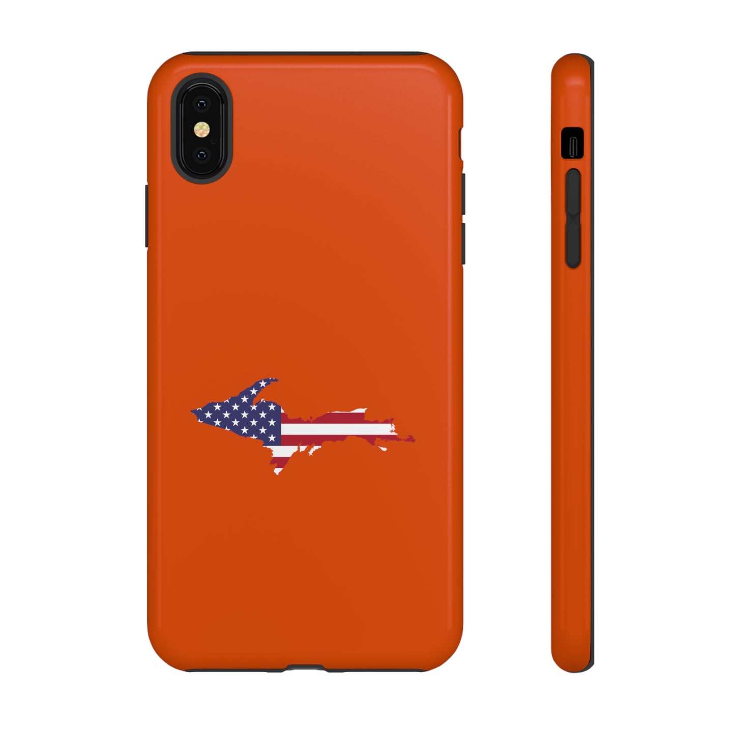 Michigan Upper Peninsula Tough Phone Case (Maple Leaf Orange w/ UP USA Outline) | Apple iPhone