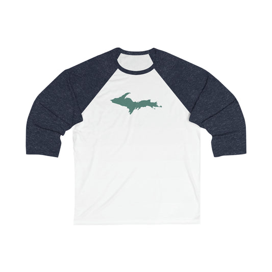 Michigan Upper Peninsula T-Shirt (w/ Copper Green UP Outline)  | 3/4 Sleeve Baseball