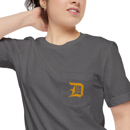 Detroit 'Old English D' Pocket T-Shirt (Gold) | Unisex Standard