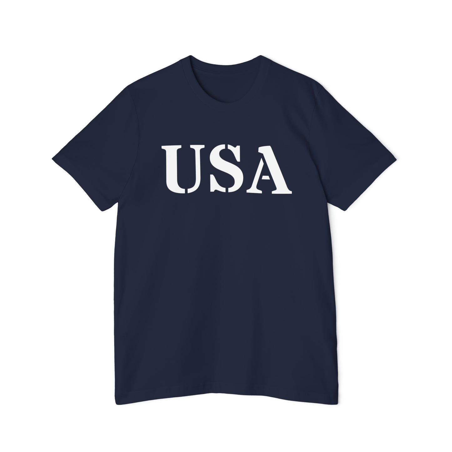 'USA' T-Shirt (Army Stencil Font) | Made in USA