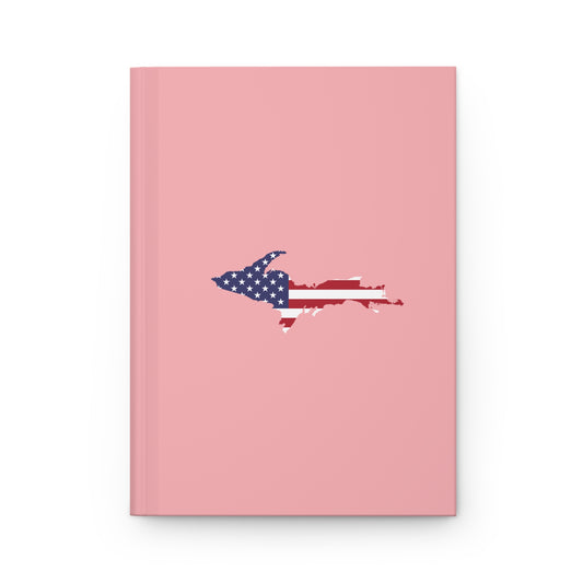 Michigan Upper Peninsula Hardcover Journal (w/ UP USA Flag) | Ruled - Strawberry Pink