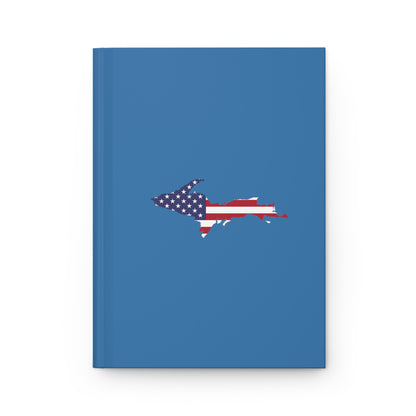 Michigan Upper Peninsula Hardcover Journal (w/ UP USA Flag) | Ruled - Lake Superior Blue