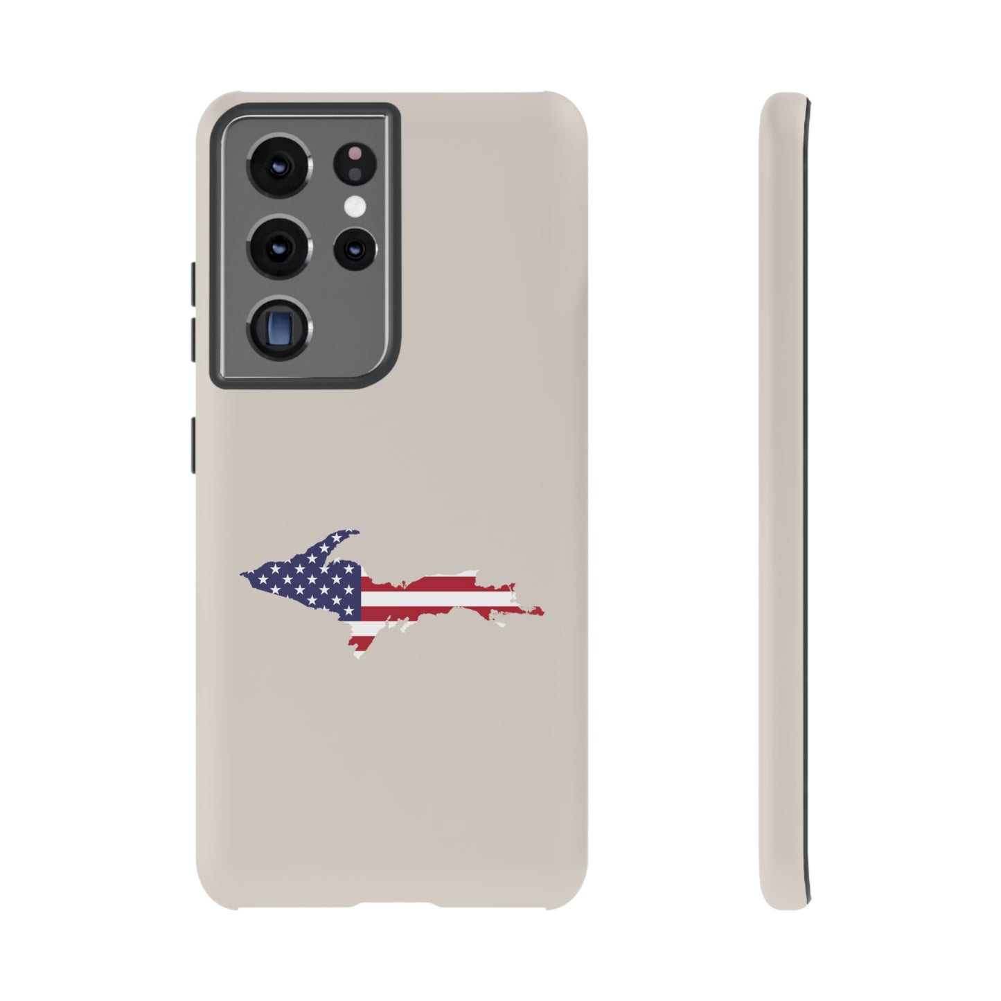 Michigan Upper Peninsula Tough Phone Case (Canvas Color w/ UP USA Flag Outline) | Samsung & Pixel Android