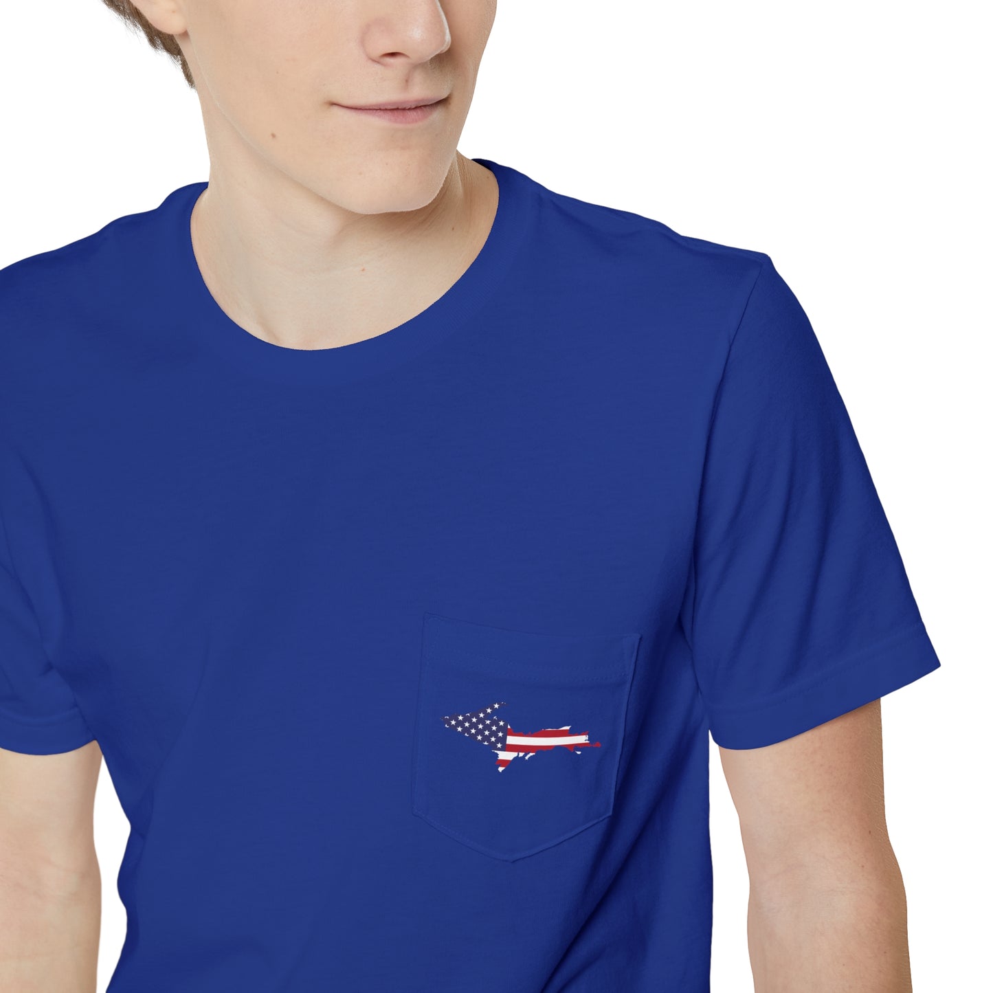 Michigan Upper Peninsula Pocket T-Shirt (w/ UP USA Flag) | Unisex Standard