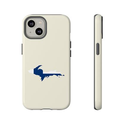 Michigan Upper Peninsula Tough Phone Case (Ivory Color w/ UP Finland Flag Outline) | Apple iPhone