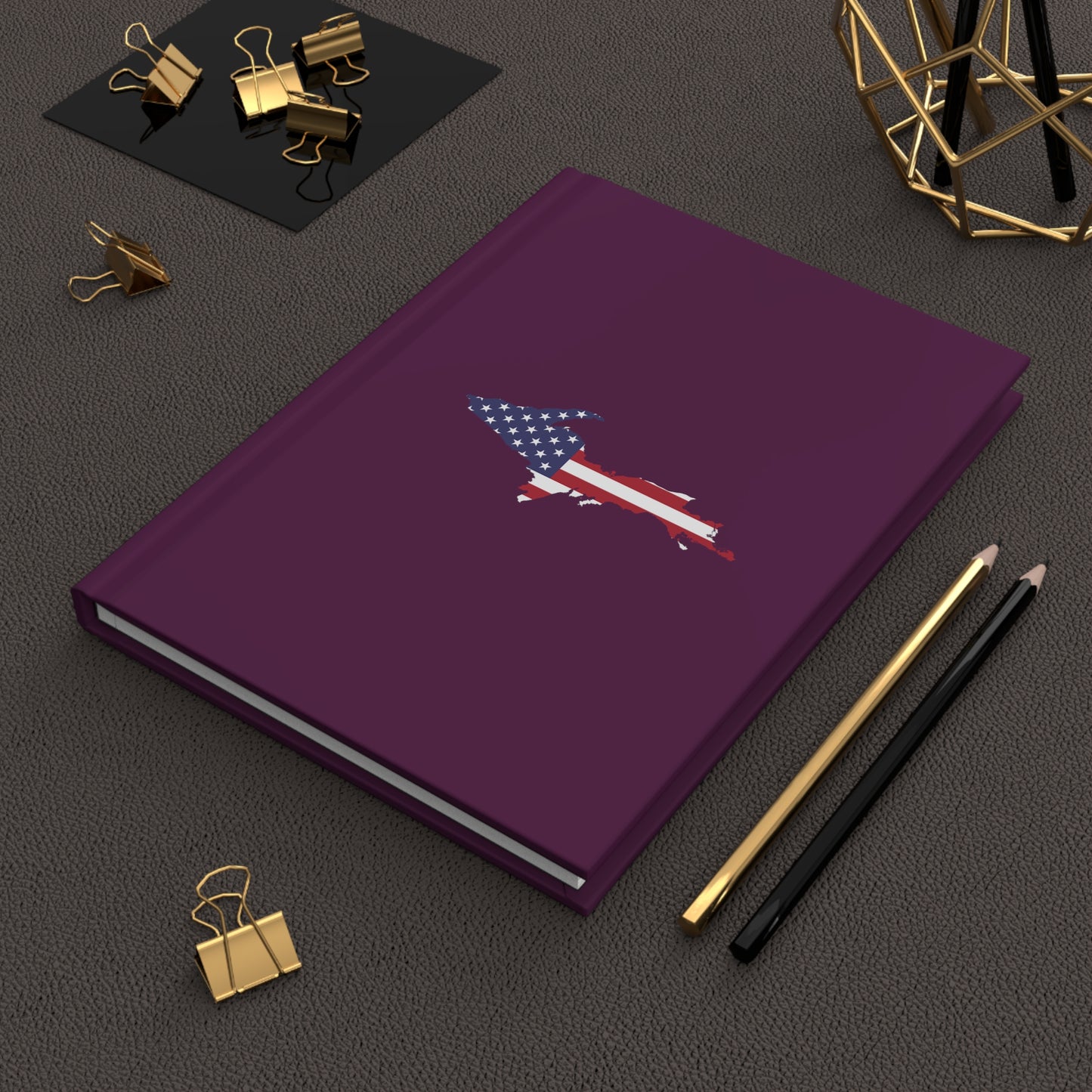 Michigan Upper Peninsula Hardcover Journal (w/ UP USA Flag) | Ruled - Tyrian Purple