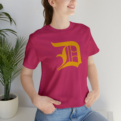 Detroit 'Old English D' T-Shirt (Gold) | Unisex Standard