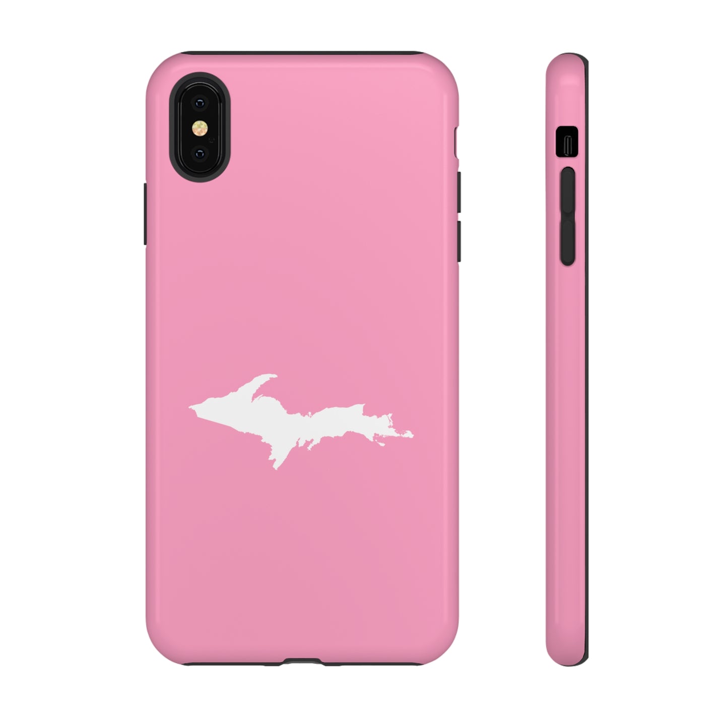 Michigan Upper Peninsula Tough Phone Case ('67 Caddie Pink w/ UP Outline) | Apple iPhone