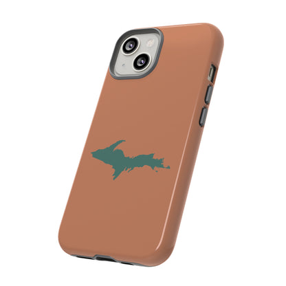 Michigan Upper Peninsula Tough Phone Case (Copper Color w/ Copper Green UP Outline) | Apple iPhone