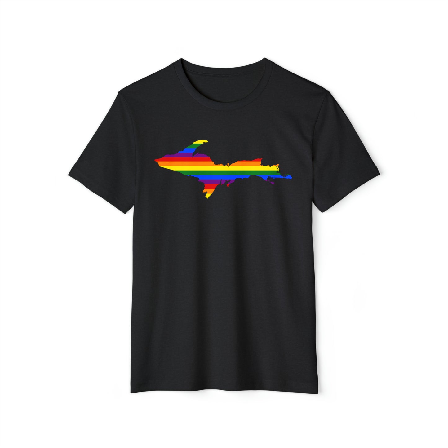 Michigan Upper Peninsula T-Shirt (w/ UP Rainbow Pride Flag) | Unisex Recycled Organic