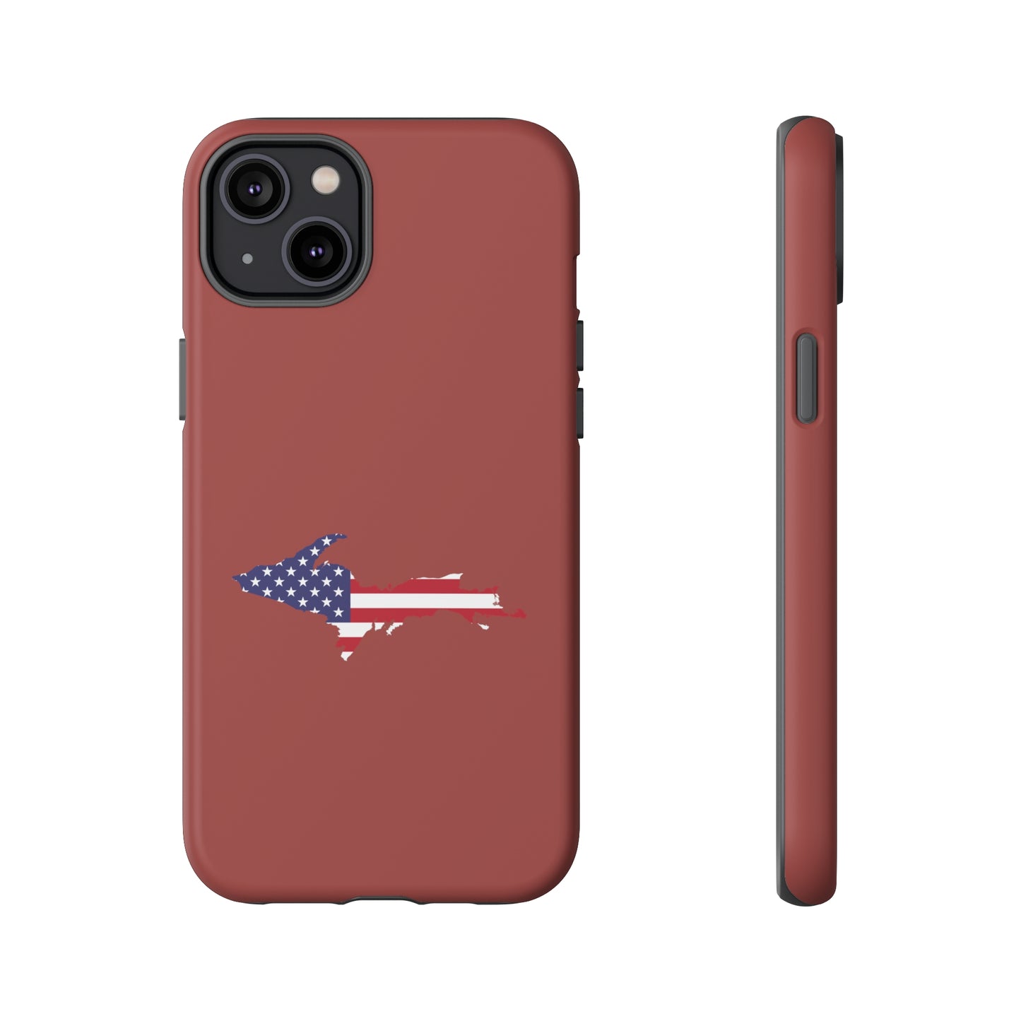 Michigan Upper Peninsula Tough Phone Case (Ore Dock Red w/ UP USA Flag Outline) | Apple iPhone