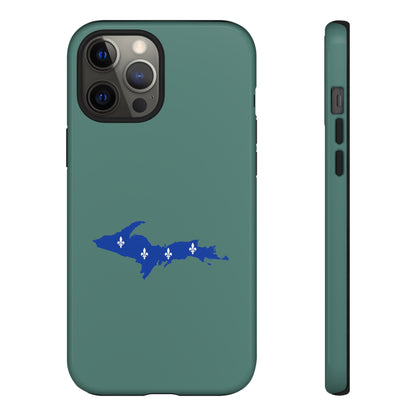 Michigan Upper Peninsula Tough Phone Case (Copper Green w/ UP Quebec Flag Outline) | Apple iPhone