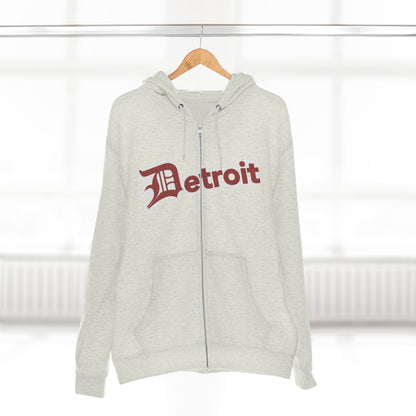 'Detroit' Hoodie (Ore Dock Red w/ Old English 'D') | Unisex Full Zip