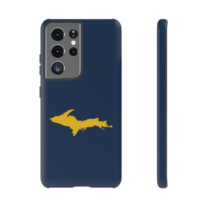 Michigan Upper Peninsula Tough Phone Case (Navy w/ Gold UP Outline) | Samsung & Pixel Android