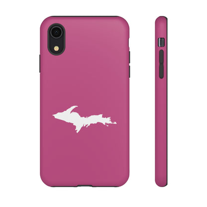 Michigan Upper Peninsula Tough Phone Case (Apple Blossom Pink w/ UP Outline) | Apple iPhone