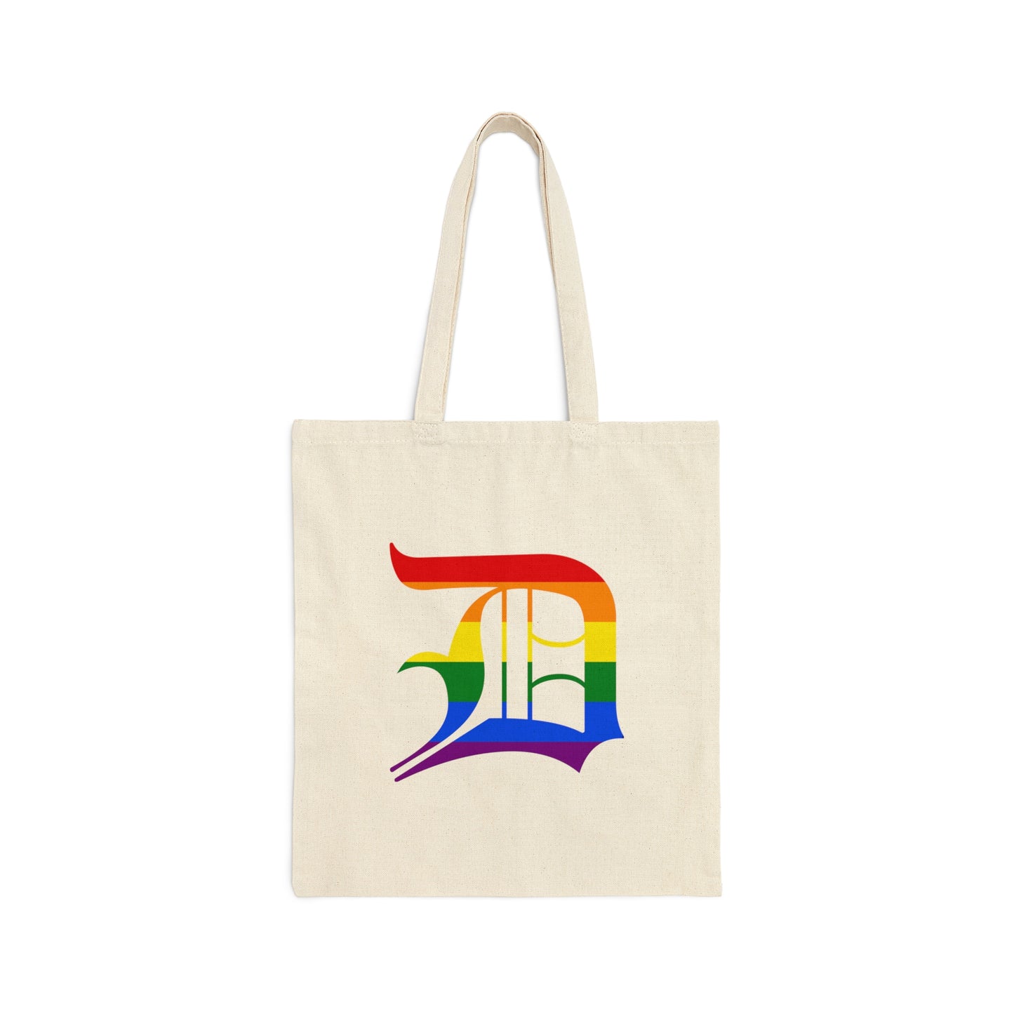 Detroit 'Old English D' Light Tote Bag (Rainbow Pride Edition)