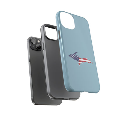 Michigan Upper Peninsula Tough Phone Case (Opal Blue w/ UP USA Flag Outline) | Apple iPhone