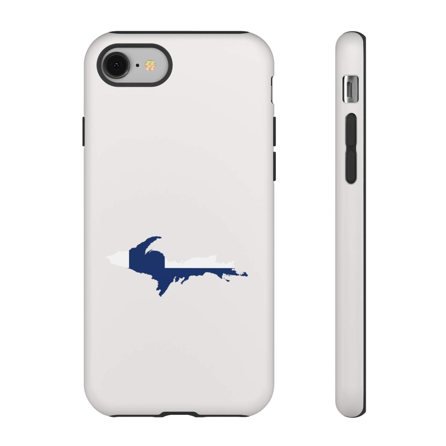 Michigan Upper Peninsula Tough Phone Case (Birch Bark White w/ UP Finland Flag Outline) | Apple iPhone