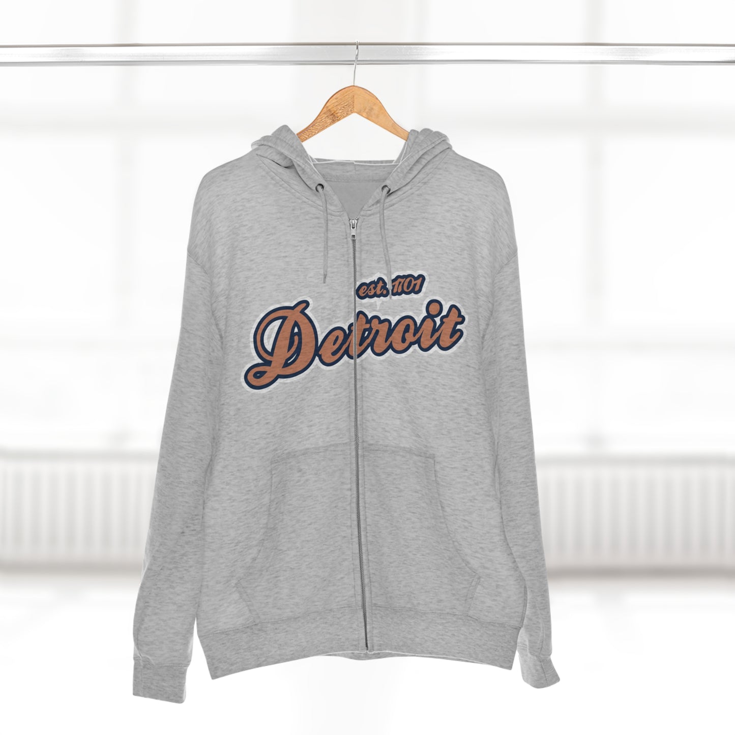 'Detroit EST 1701' Hoodie (Copper Script Font) | Unisex Full Zip