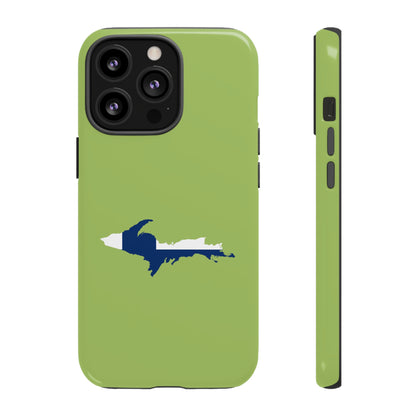 Michigan Upper Peninsula Tough Phone Case (Gooseberry Green w/ UP Finland Flag Outline) | Apple iPhone