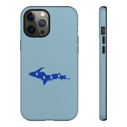 Michigan Upper Peninsula Tough Phone Case (Opal Blue w/ UP Quebec Flag Outline) | Apple iPhone