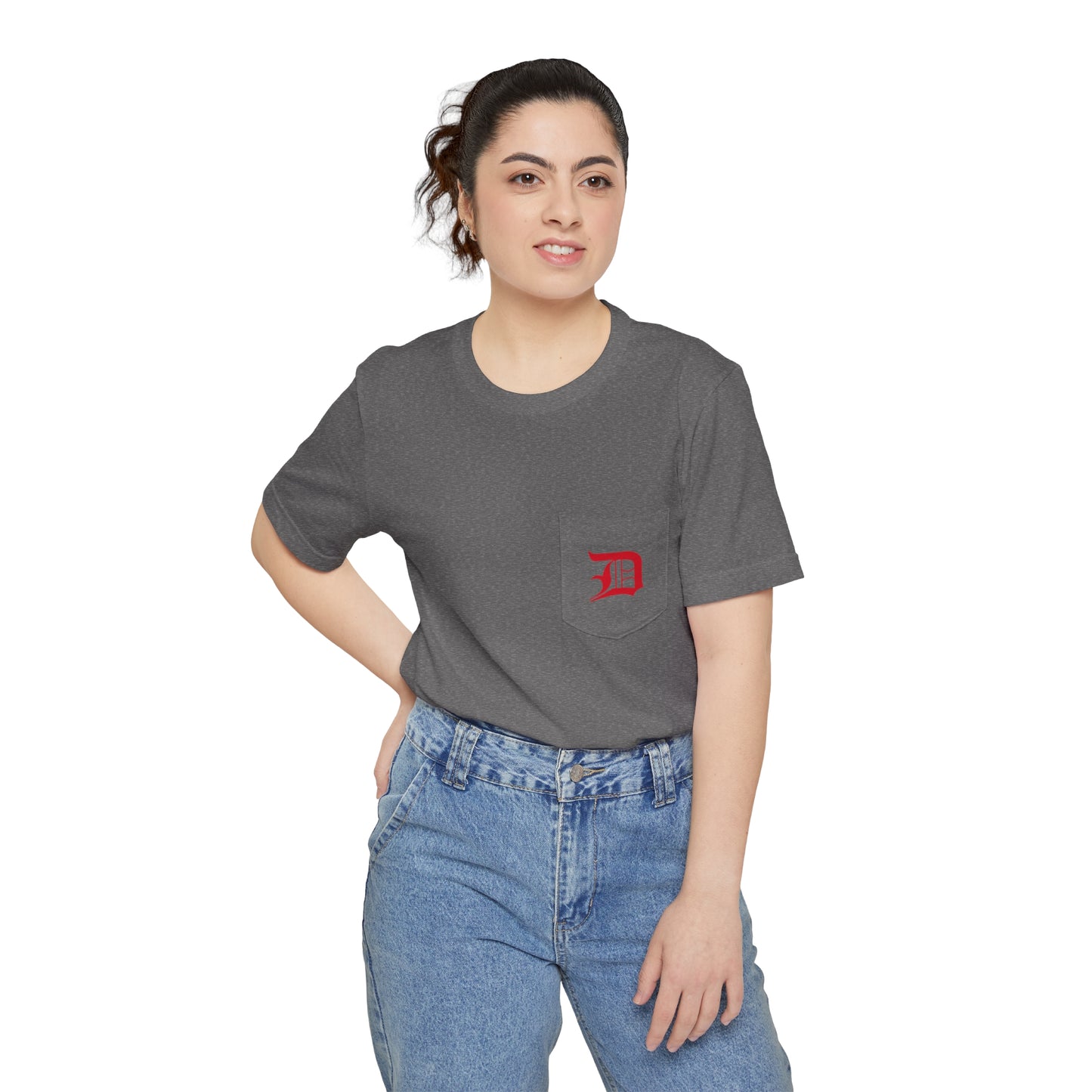 Detroit 'Old English D' Pocket T-Shirt (Aliform Red) | Unisex Standard