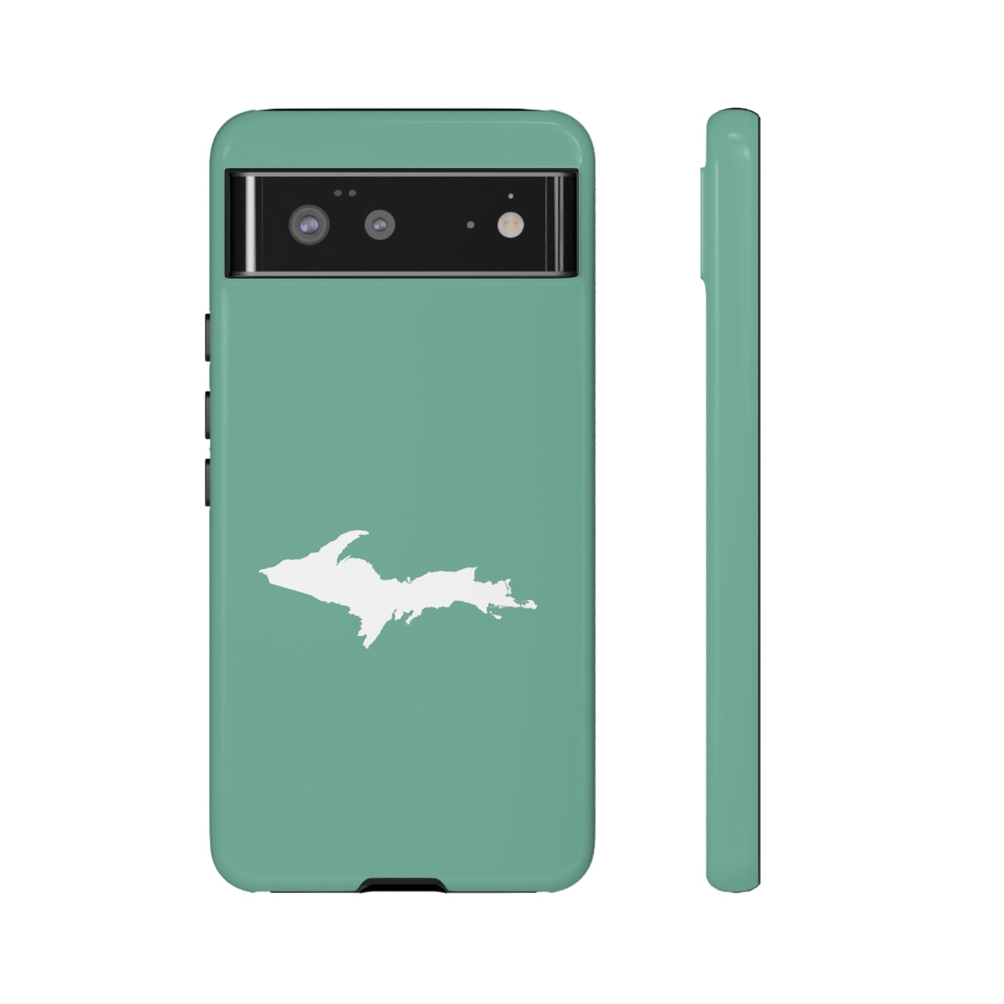 Michigan Upper Peninsula Tough Phone Case ('64 Metallic Mint Green w/ UP Outline) | Samsung & Pixel Android