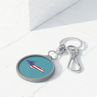 Michigan Upper Peninsula Keyring (w/ UP USA Flag) | Lake Huron Blue