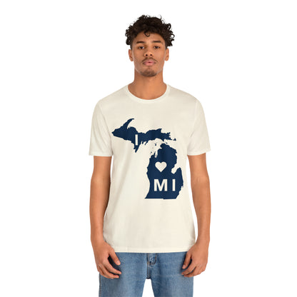 'I ❤️ MI' T-Shirt (w/ Full MI Outline) | Unisex Standard Fit